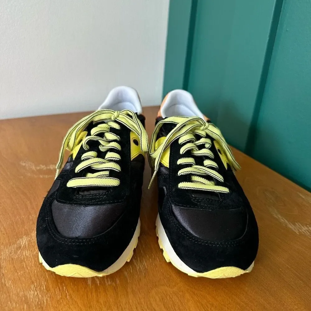 Saucony Women’s Shadow Original Silky Leather Black Yellow Orange